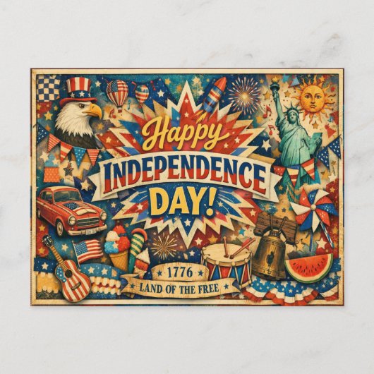 Eclectic Americana Independence Day シーズンポストカード (正面)