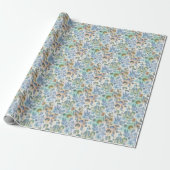 Eclectic Azure Emerald Playful Floral Pattern ラッピングペーパー (アンロールド)