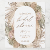 Eclectic Pampas Grass Bridal Shower Favors ワインラベル (シングルラベル)