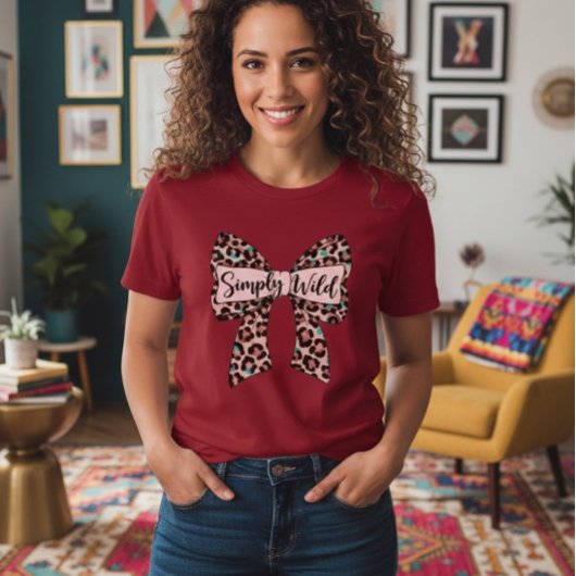 Eclectic Style Women's T-Shirt - Red with Leopard Tシャツ
