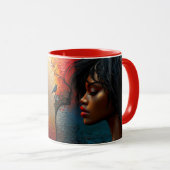 🌕🎨👤 Eclipseカラフル、Silhoとの抽象芸術アート マグカップ (正面右)