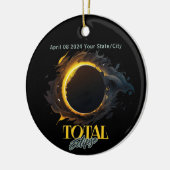 Eclipseギフト太陽の2024あなたの街の州ブラック セラミックオーナメント (左)