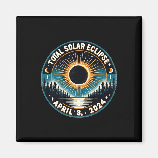 Eclipse天文学太陽のヴィンテージ2024太陽の Eclipse マグネット (正面)
