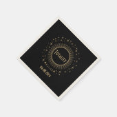 Eclipse太陽のと天星ブラック&金ゴールドウォッチ スタンダードカクテルナプキン (角)