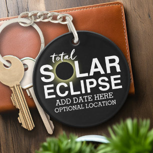 Eclipse太陽のの合計 – 2024またはカスタム日付 キーホルダー