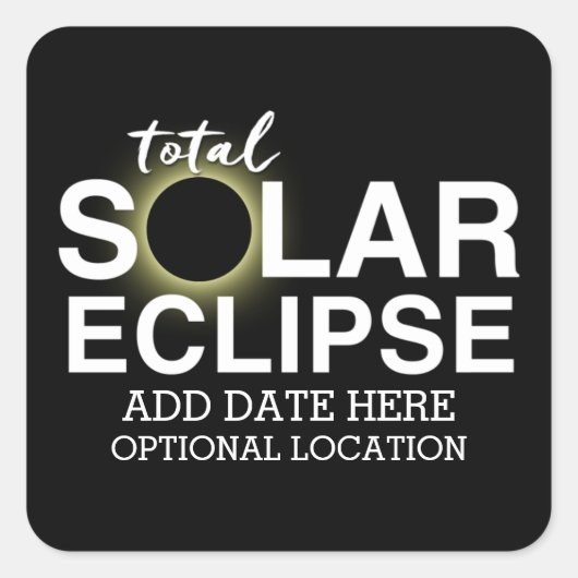 Eclipse太陽のの合計 – 2024またはカスタム日付 スクエアシール (正面)