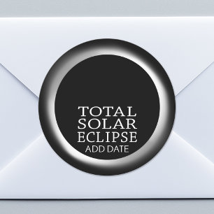 Eclipse太陽のの合計 – 2024またはカスタム日付 ラウンドシール