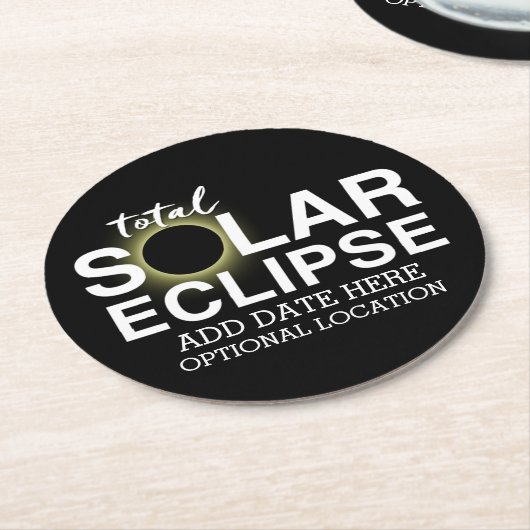 Eclipse太陽のの合計 – 2024またはカスタム日付 ラウンドペーパーコースター (アングル)