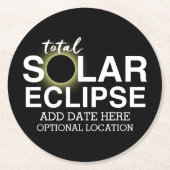 Eclipse太陽のの合計 – 2024またはカスタム日付 ラウンドペーパーコースター (正面)