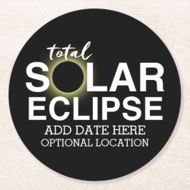 Eclipse太陽のの合計 – 2024またはカスタム日付 ラウンドペーパーコースター