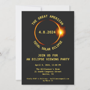 Eclipse太陽のの表示パーティーの合計4/8/2024米国 招待状