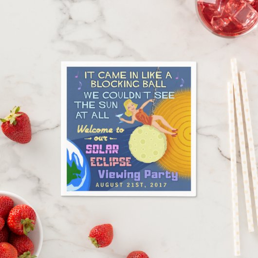 Eclipse太陽のパーティーおもしろいレトロSun Viewing 2017 スタンダードカクテルナプキン (インサイチュ)