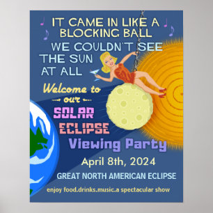 Eclipse太陽のパーティーおもしろいレトロSun Viewing 2024 ポスター