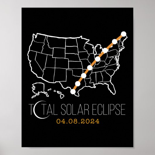 Eclipse太陽の Shirt 2024 Path Of Totality Usaマップ ポスター (正面)