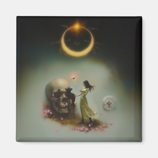 Eclipse巫女月オカルトダークウィッチーAIアート マグネット (正面)