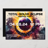 Eclipse表示太陽のパーティーのカスタマイズ 招待状 (正面/裏面)