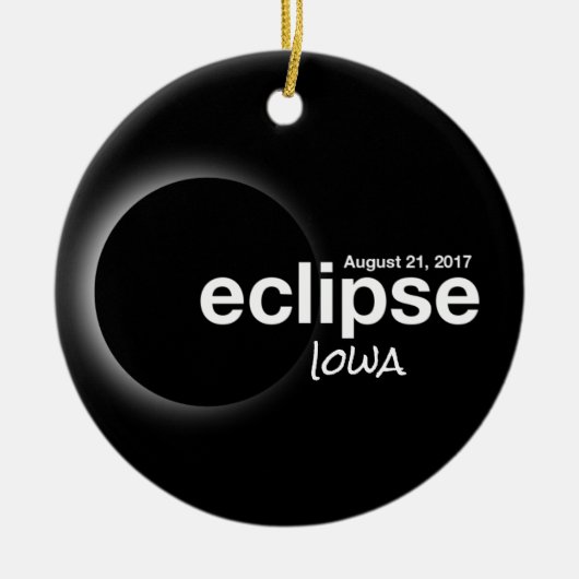 Eclipse 太陽の 2017の合計 – アイオワ セラミックオーナメント (正面)