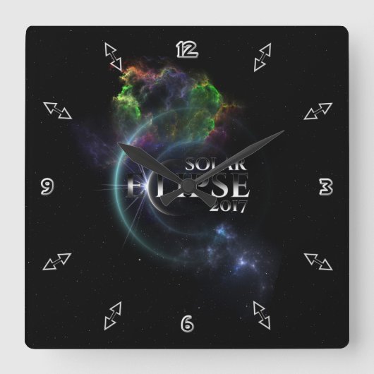 Eclipse 太陽の 2017 スクエア壁時計 (正面)