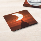 Eclipse 太陽の 2021 スクエアペーパーコースター (アングル)