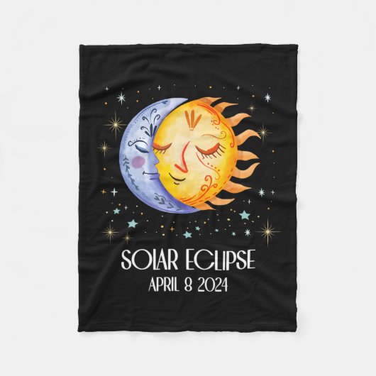 Eclipse 太陽の 2024かわいい太陽のEclipse子供たちGi フリースブランケット (正面)
