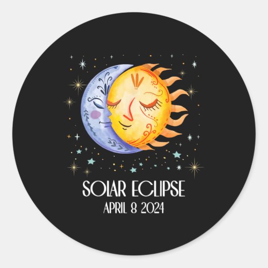 Eclipse 太陽の 2024かわいい太陽のEclipse子供たちGi ラウンドシール (正面)