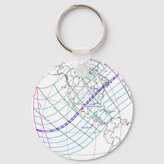 Eclipse 太陽の 2024のグローバルパス合計 キーホルダー (正面)
