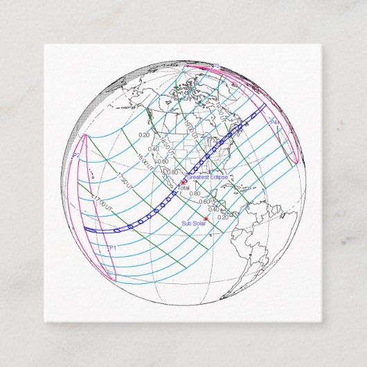 Eclipse 太陽の 2024のグローバルパス合計 スクエア名刺 (正面)