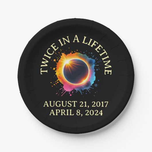 Eclipse 太陽の 2024の寿命を2回延ばす ペーパープレート (正面)