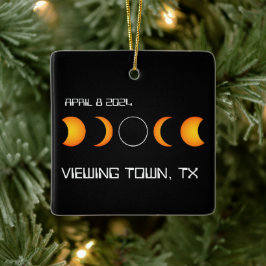 Eclipse 太陽の 2024の町のメパーソナライズされたモリ合計 セラミックオーナメント