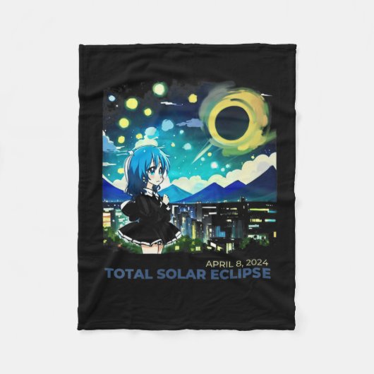 Eclipse 太陽の 2024アニメスタイルアート フリースブランケット (正面)