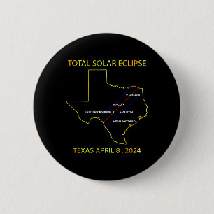Eclipse 太陽の 2024インタラクティブマップテキサス州Eclipsの 缶バッジ