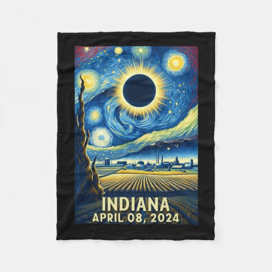 Eclipse 太陽の 2024インディアナ星夜 フリースブランケット (正面)