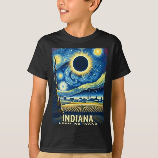 Eclipse 太陽の 2024インディアナ星夜 tシャツ (正面)