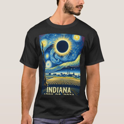 Eclipse 太陽の 2024インディアナ星夜 tシャツ (正面)