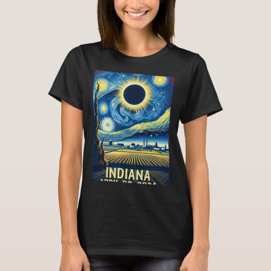 Eclipse 太陽の 2024インディアナ星夜 tシャツ (正面)