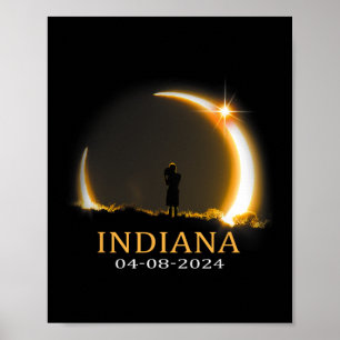 Eclipse 太陽の 2024インディアナ総太陽の食 ポスター