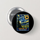 Eclipse 太陽の 2024オースティンテキサス州ヴァンゴッホスターNi 缶バッジ (正面&裏面)