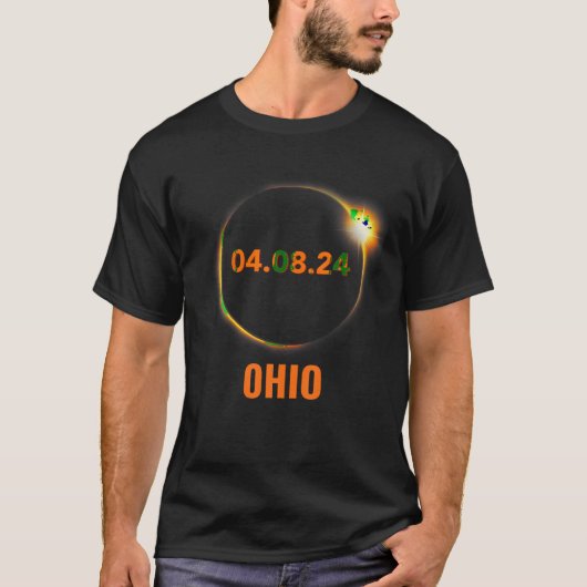 Eclipse 太陽の 2024シャツ4 08 24 OHIO合計太陽の Tシャツ (正面)