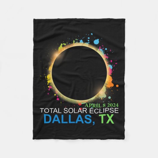 Eclipse 太陽の 2024ダラステキサス州総カラフル称性 フリースブランケット (正面)