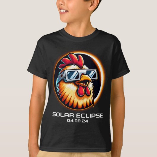 Eclipse 太陽の 2024チキン全体かわいいマッチング tシャツ (正面)