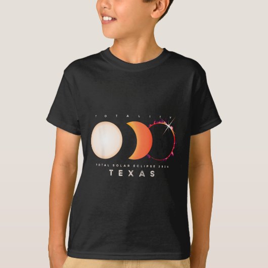 Eclipse 太陽の 2024テキサス州トータルEclipseアメリカグラ Tシャツ (正面)