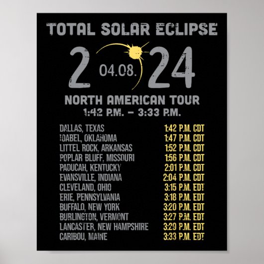 Eclipse 太陽の 2024トータリティ4月8日メンズウィメンズキッズ ポスター (正面)
