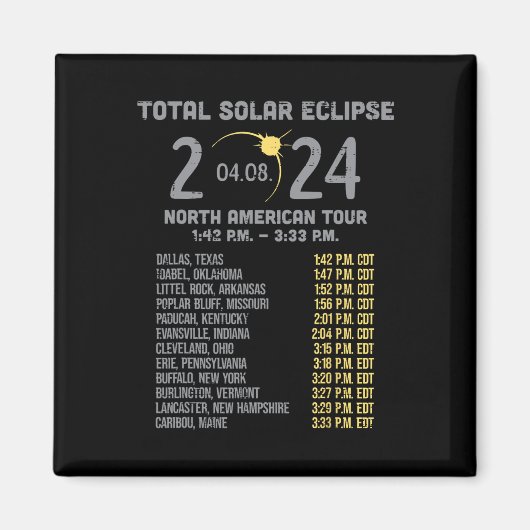 Eclipse 太陽の 2024トータリティ4月8日メンズウィメンズキッズ マグネット (正面)