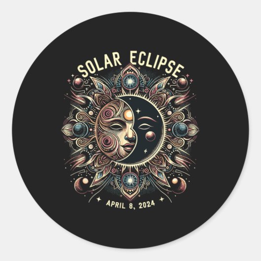 Eclipse 太陽の 2024トータルEclipse太陽の 4.08.24キッド ラウンドシール (正面)