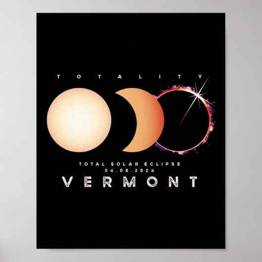 Eclipse 太陽の 2024バーモントTotal Eclipse Astronomy ポスター (正面)