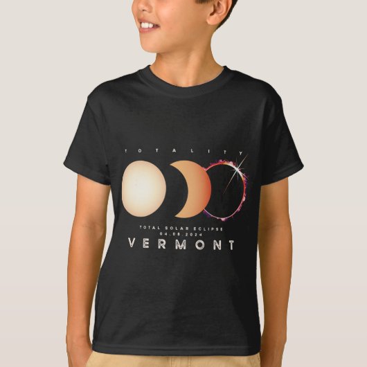 Eclipse 太陽の 2024バーモントTotal Eclipse Astronomy Tシャツ (正面)