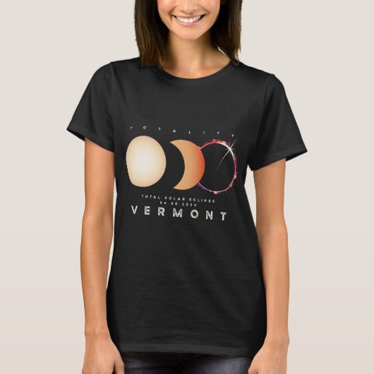 Eclipse 太陽の 2024バーモントTotal Eclipse Astronomy Tシャツ (正面)