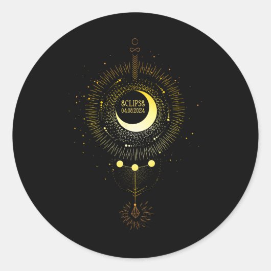 Eclipse 太陽の 2024ボーホサンムーンパス月の全月 ラウンドシール (正面)