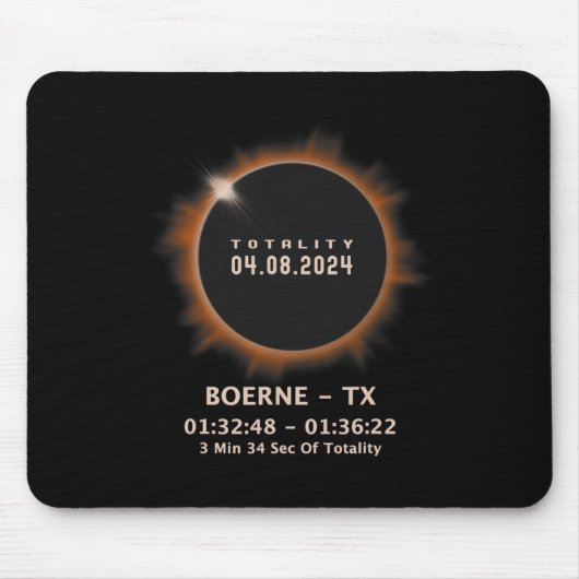 Eclipse 太陽の 2024全体04.08.24テキサス州Tx マウスパッド (正面)
