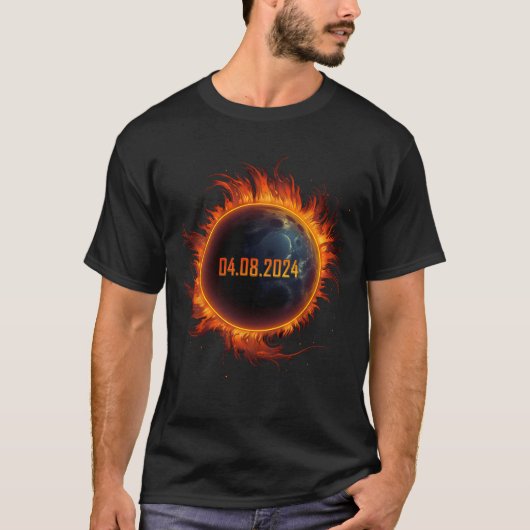 Eclipse 太陽の 2024全日食1 tシャツ (正面)